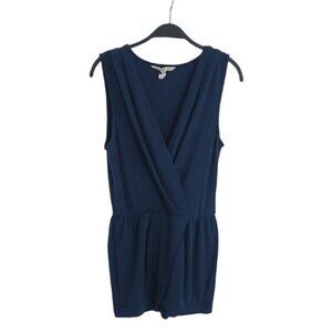BCBGeneration Sleeveless Romper Womens Navy Blue Size S V-Neck Wrap Front Casual